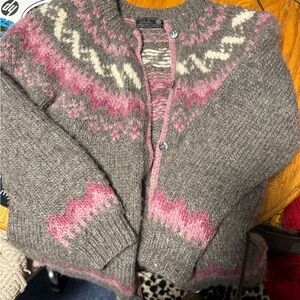 Women's Pink and Gray Sweater